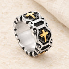 Modern Style Sacred Cross Pattern Ring