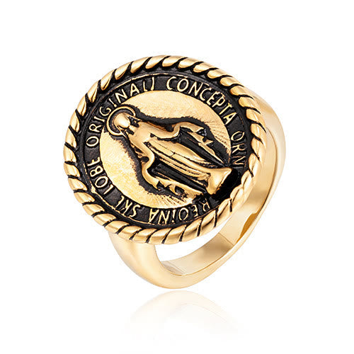 Anillo de Bendición con Medallón de la Virgen María Estilo Clásico