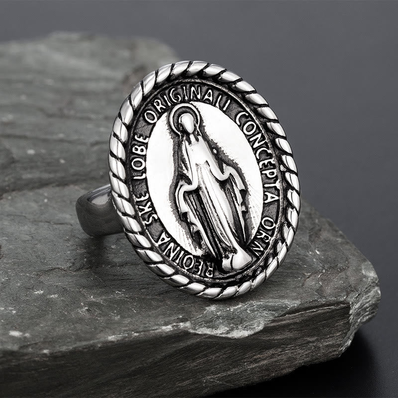 Anillo de Bendición con Medallón de la Virgen María Estilo Clásico