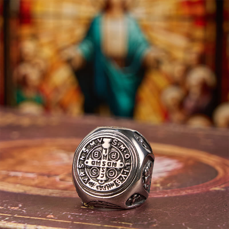 Classic Style St. Benedict Cross Divine Faith Ring