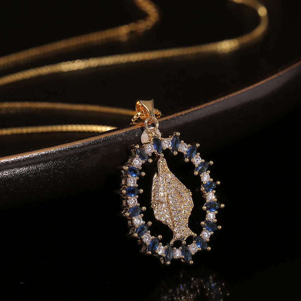Collar con Dije de Gemas de la Medalla Milagrosa de la Virgen Estilo Lujo