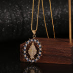 Collar con Dije de Gemas de la Medalla Milagrosa de la Virgen Estilo Lujo