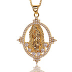 Collar con Dije de Gemas de la Virgen de Guadalupe Estilo Lujo