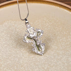 Collar con Dije de Fe Crucifijo Cruz de Jesús en 4 Colores Estilo Clásico