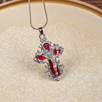 Collar con Dije de Fe Crucifijo Cruz de Jesús en 4 Colores Estilo Clásico
