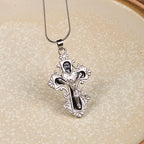 Collar con Dije de Fe Crucifijo Cruz de Jesús en 4 Colores Estilo Clásico