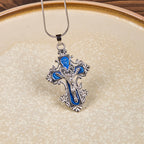 Collar con Dije de Fe Crucifijo Cruz de Jesús en 4 Colores Estilo Clásico