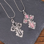 Collar con Dije de Fe Crucifijo Cruz de Jesús en 4 Colores Estilo Clásico