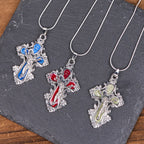 Collar con Dije de Fe Crucifijo Cruz de Jesús en 4 Colores Estilo Clásico