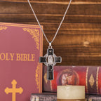 Collar con Dije de Cruz de Fe con la Virgen María y la Virgen de Guadalupe en 6 Colores