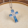Collar con Dije de Cruz de Fe con la Virgen María y la Virgen de Guadalupe en 6 Colores