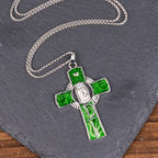 Collar con Dije de Cruz de Fe con la Virgen María y la Virgen de Guadalupe en 6 Colores