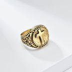 Anillo Robusto de Fe Divina con Cruz Estilo Minimalista