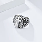 Anillo Robusto de Fe Divina con Cruz Estilo Minimalista