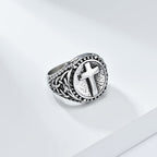Anillo Robusto de Fe Divina con Cruz Estilo Minimalista
