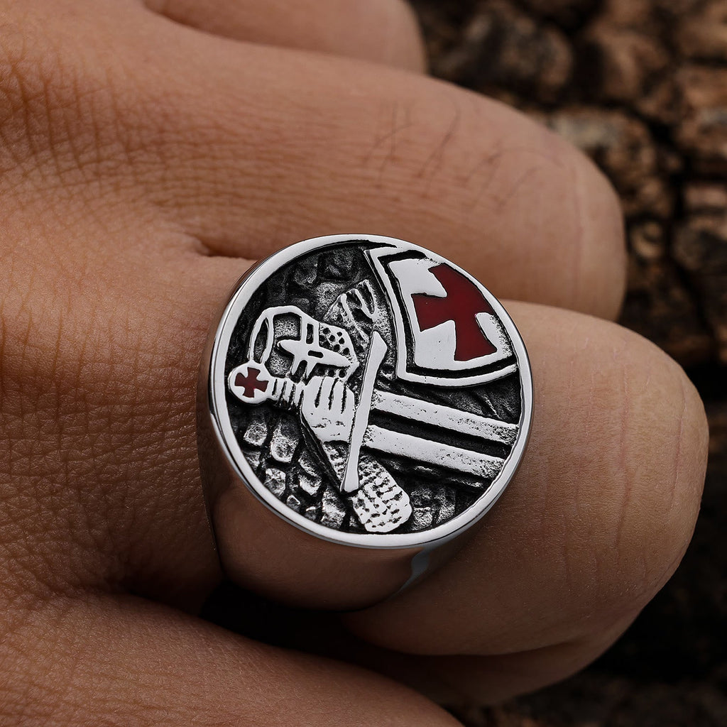 Anillo de Fe Divina Cruz de los Caballeros Templarios Estilo Retro Clásico