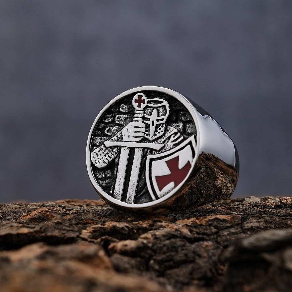 Anillo de Fe Divina Cruz de los Caballeros Templarios Estilo Retro Clásico