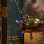 Collar con Dije de Protección Crucifijo Clásico Multicolor Estilo Retro