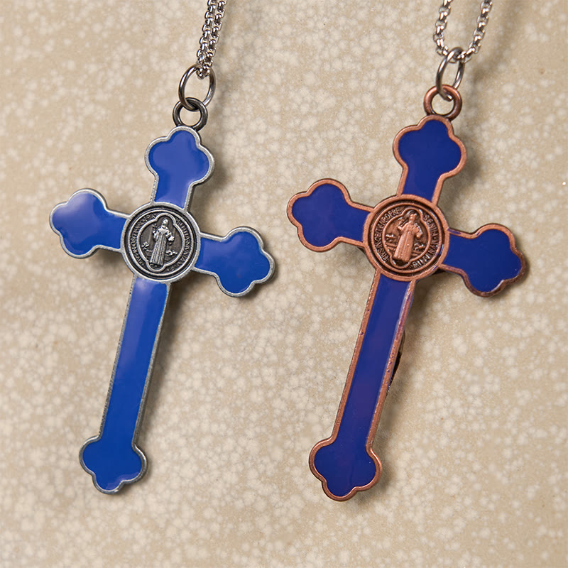 Collar con Dije de Protección Crucifijo Clásico Multicolor Estilo Retro