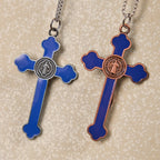 Collar con Dije de Protección Crucifijo Clásico Multicolor Estilo Retro