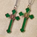 Collar con Dije de Protección Crucifijo Clásico Multicolor Estilo Retro