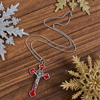 Collar con Dije de Protección Crucifijo Clásico Multicolor Estilo Retro