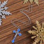 Collar con Dije de Protección Crucifijo Clásico Multicolor Estilo Retro