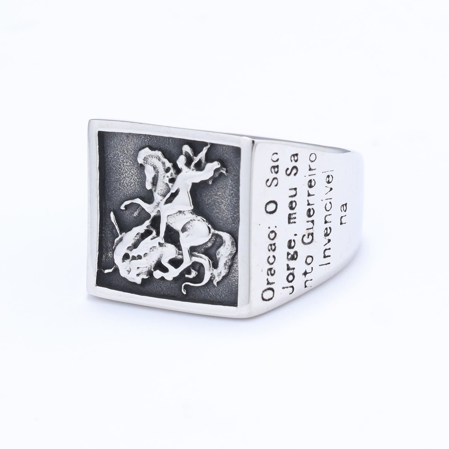Anillo de Protección Divina San Jorge Venciendo al Dragón Estilo Retro Clásico