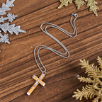 Collar con Dije de Madera y Aleación con Ícono Crucifijo de Jesús Estilo Retro