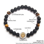 Pulsera de San Benito de Piedra Volcánica y Ojo de Tigre Amarillo