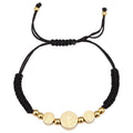 Pulsera de Cordón Negro Trenzado de San Benito en Acero Inoxidable