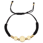 Pulsera de Cordón Negro Trenzado de San Benito en Acero Inoxidable