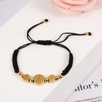 Pulsera de Cordón Negro Trenzado de San Benito en Acero Inoxidable