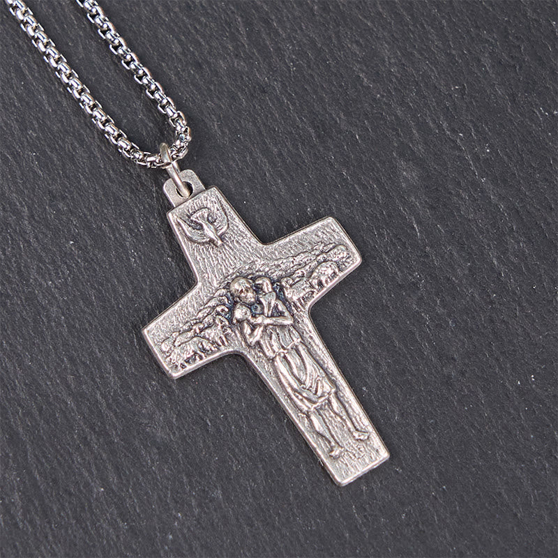 Collar con Dije de Jesús y Sus Ovejas "El Buen Pastor" Estilo Retro