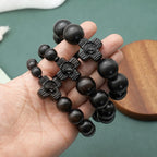 Pulsera Rosario Clásica de Sándalo Negro con Cruz de Jesucristo