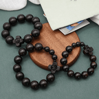 Pulsera Rosario Clásica de Sándalo Negro con Cruz de Jesucristo