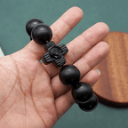 Pulsera Rosario Clásica de Sándalo Negro con Cruz de Jesucristo