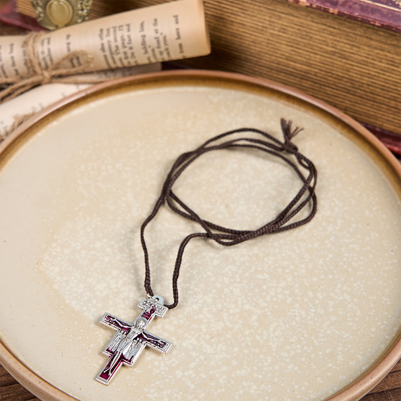 Collar con Dije de la Cruz de San Damián de San Francisco | Símbolo de Fe y Paz