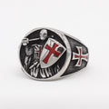 Anillo de Fe Escudo de los Caballeros Templarios en 2 Colores Estilo Retro Clásico