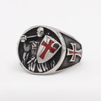 Anillo de Fe Escudo de los Caballeros Templarios en 2 Colores Estilo Retro Clásico