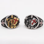 Anillo de Fe Escudo de los Caballeros Templarios en 2 Colores Estilo Retro Clásico