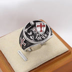 Anillo de Fe Escudo de los Caballeros Templarios en 2 Colores Estilo Retro Clásico