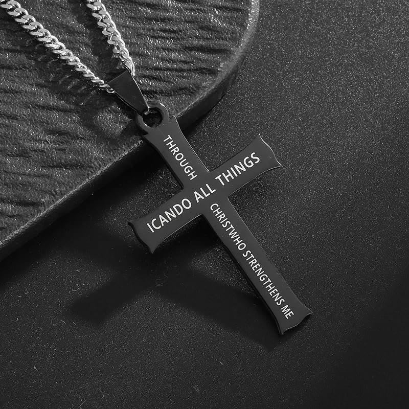 Collar con Dije de Fe Cruz con Ícono "TODO LO PUEDO" Estilo Minimalista