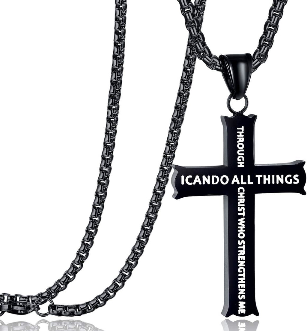 Collar con Dije de Fe Cruz con Ícono "TODO LO PUEDO" Estilo Minimalista