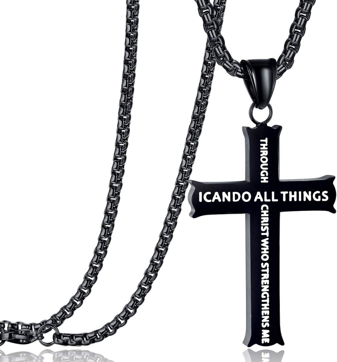 Collar con Dije de Fe Cruz con Ícono "TODO LO PUEDO" Estilo Minimalista