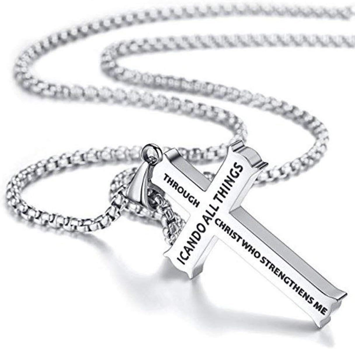 Collar con Dije de Fe Cruz con Ícono "TODO LO PUEDO" Estilo Minimalista