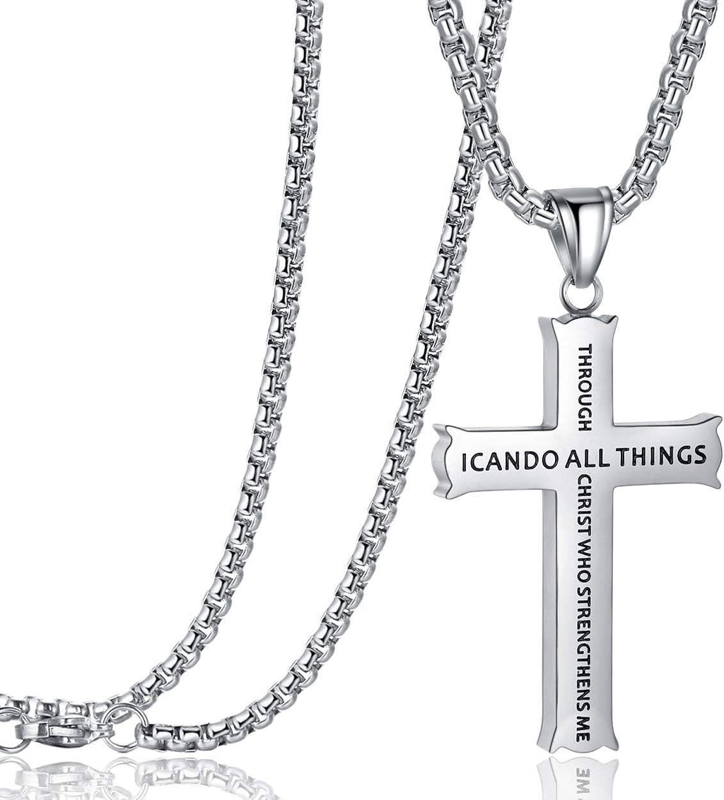 Collar con Dije de Fe Cruz con Ícono "TODO LO PUEDO" Estilo Minimalista