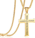 Collar con Dije de Fe Cruz con Ícono "TODO LO PUEDO" Estilo Minimalista
