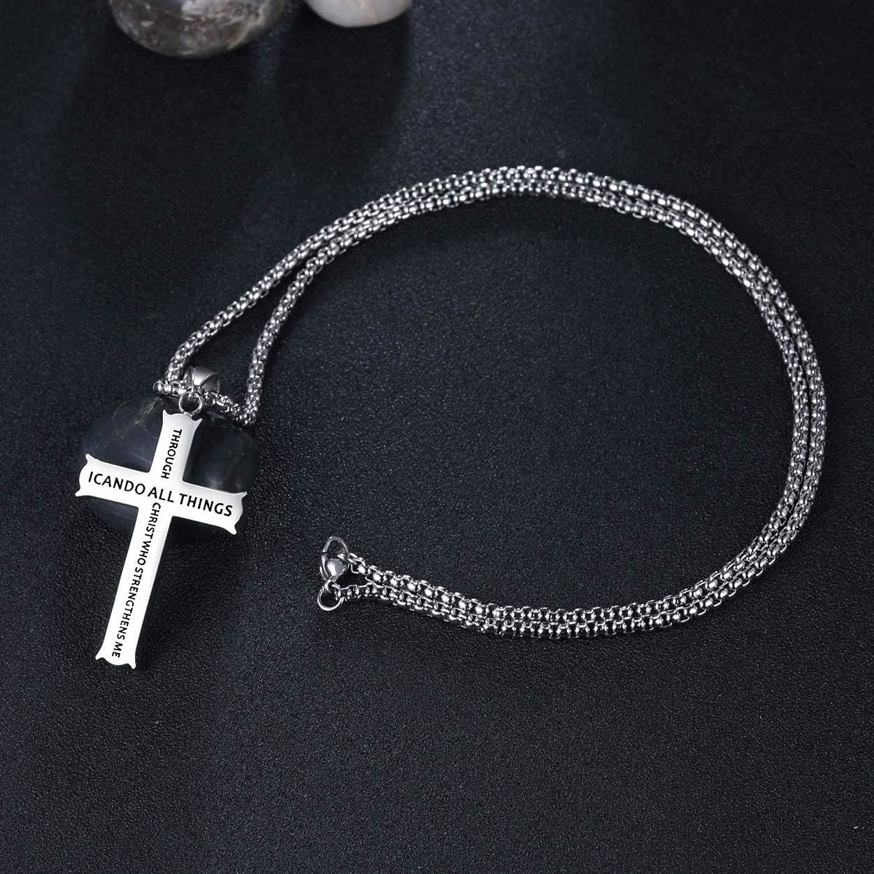Collar con Dije de Fe Cruz con Ícono "TODO LO PUEDO" Estilo Minimalista