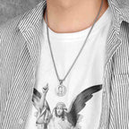 Collar con Dije de Fe con Ícono de Jesús y María a Doble Cara Estilo Clásico
